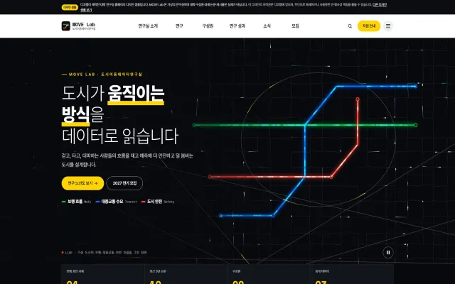 공학 연구실 홈페이지 디자인 샘플 – 연구 노선도·논문 거르기형 웹사이트